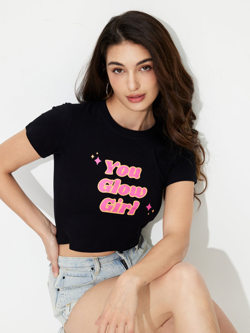 Printed Cotton Crop T-Shirt 1230221