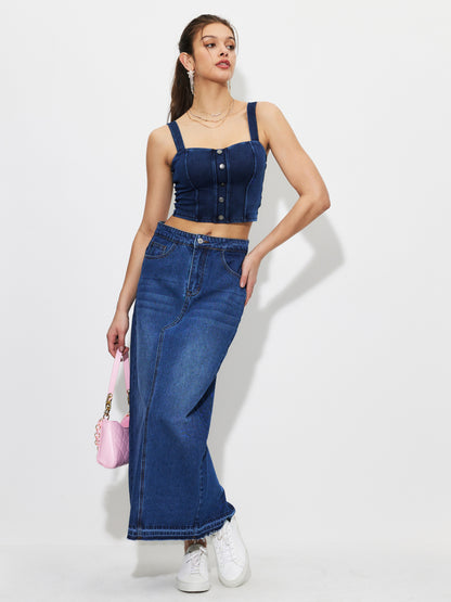 Slit Denim Pencil Skirt 1260122
