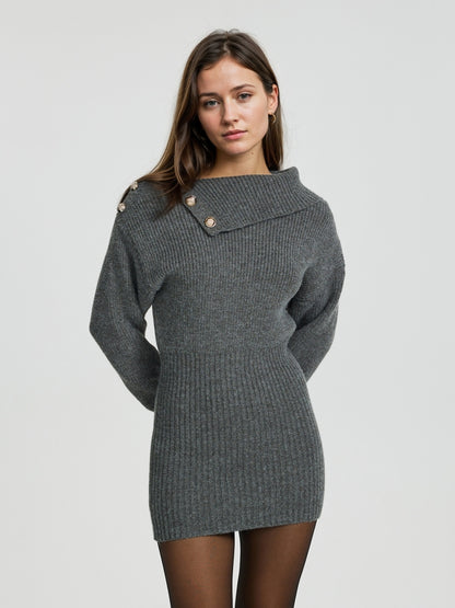 Buttoned Knit Dress 115868