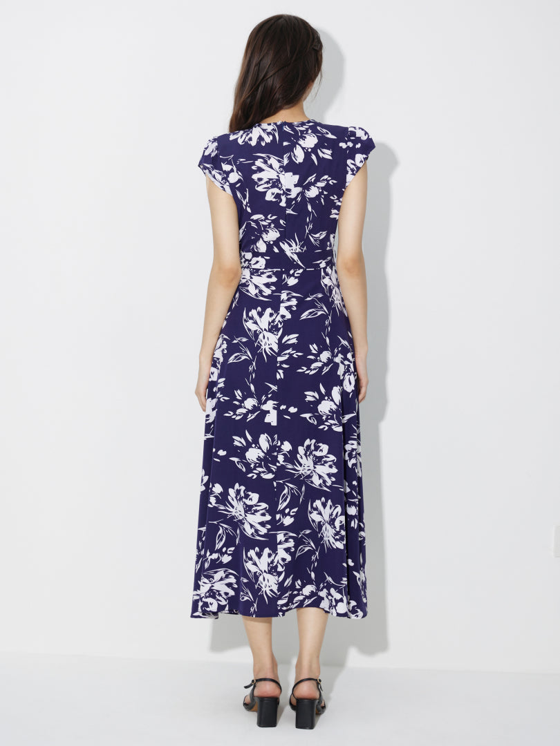 Gathered Wrap Midi Dress 120675