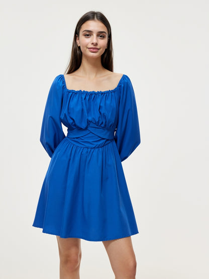 Short A-line Dress With Back Knot 107733
