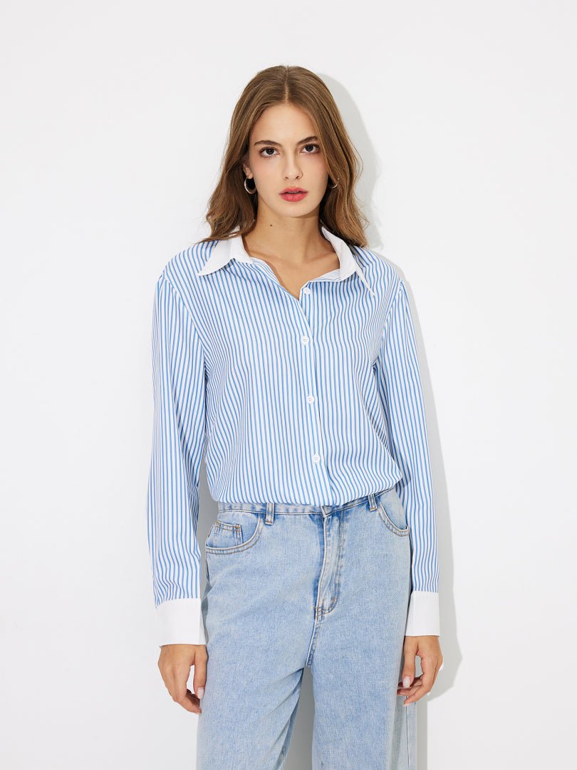 Contrast Placket Blouse 117813