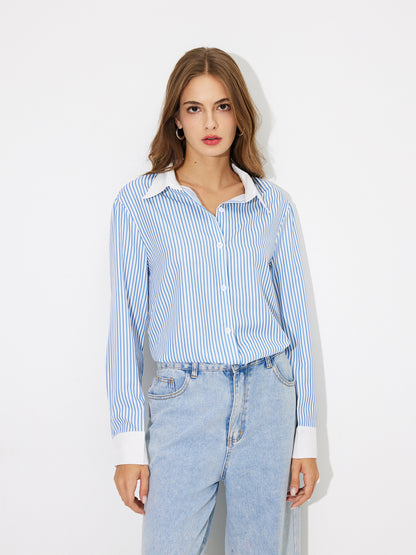 Contrast Placket Blouse 117813