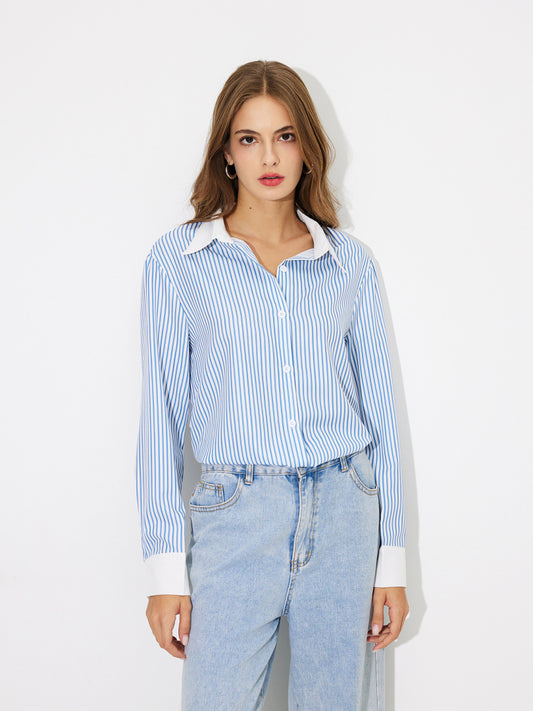 Contrast Placket Blouse 117813