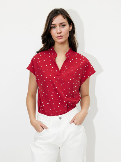 Polo Collar Printed Top  121324