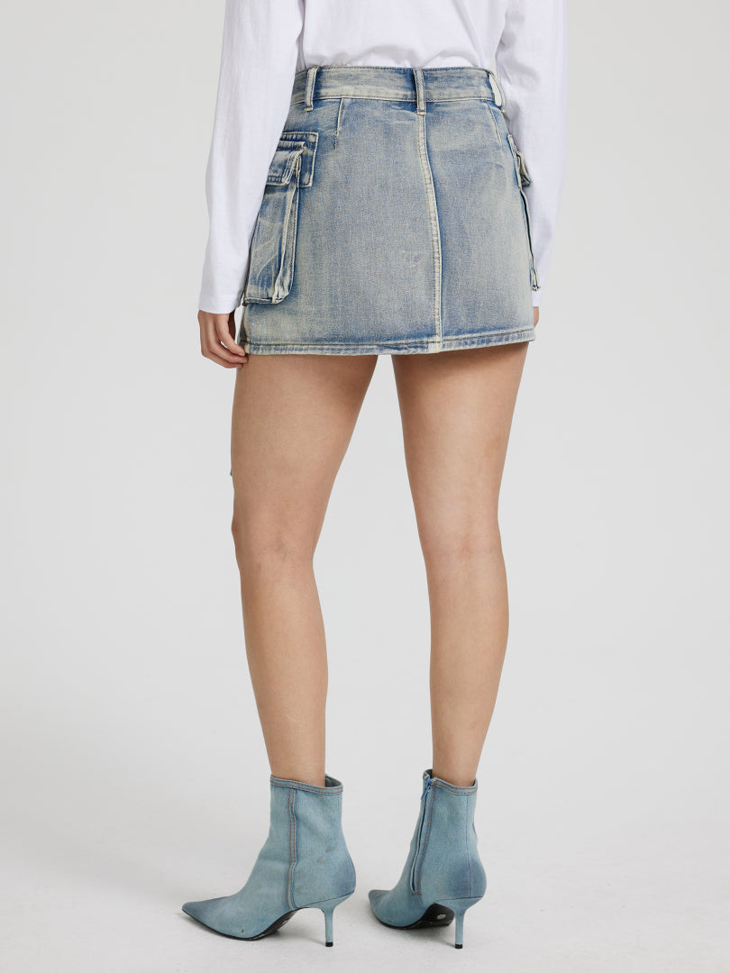 Denim Cargo Skirt 116308