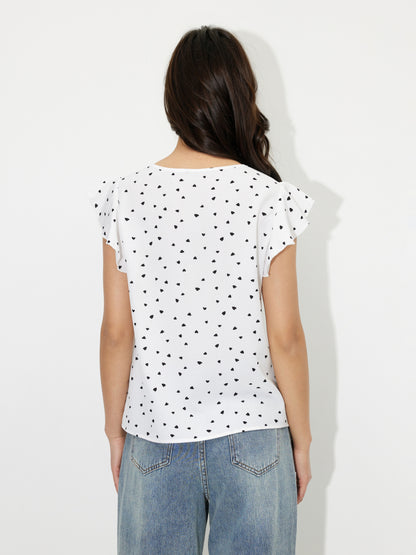 Printed Ruffled Top 121319