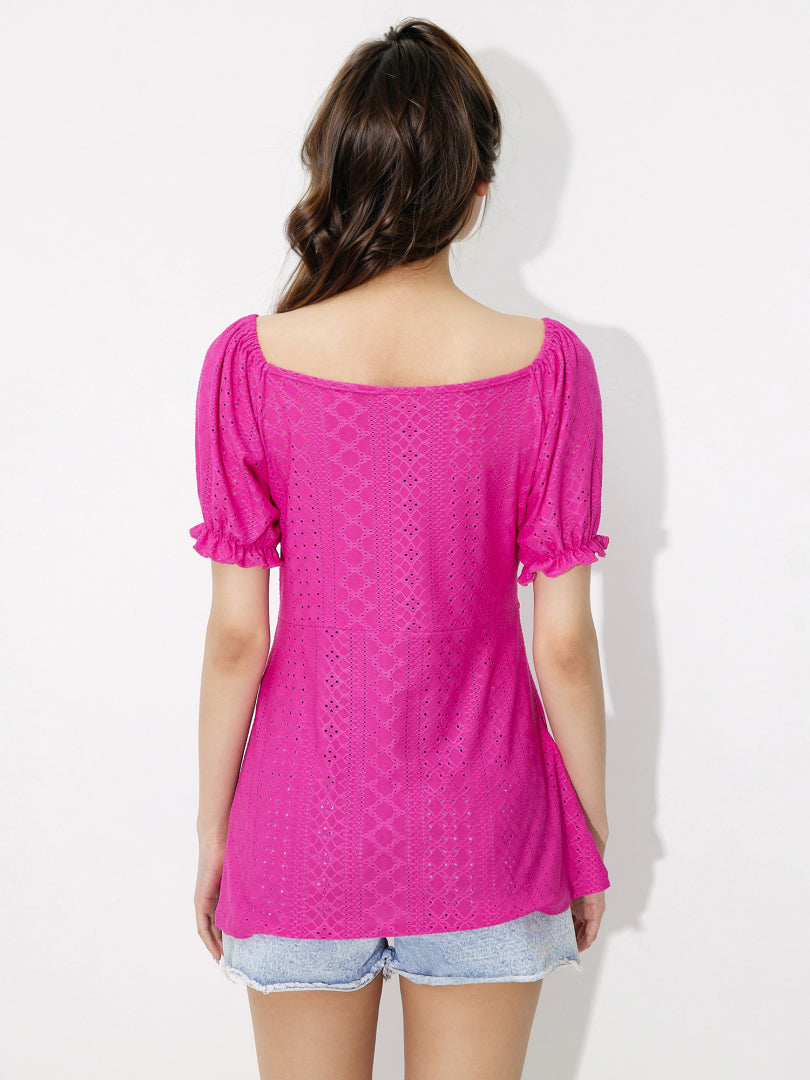 Schiffli Embroidered A-Line Top 121376