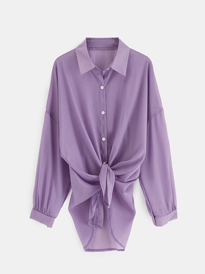 Sheer Placket Blouse 1248612