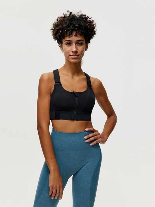 Zippered Criss Cross Back Sports Bra 106507