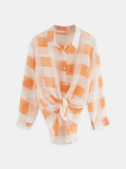 Sheer Checked Loose Fit Shirt 1231781