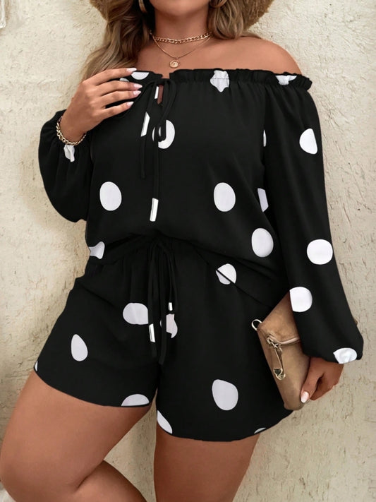 Plus Size Printed Shorts Co-ords 1259572