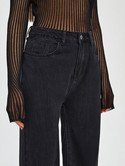 Patchwork Wide Leg Jeans 116095
