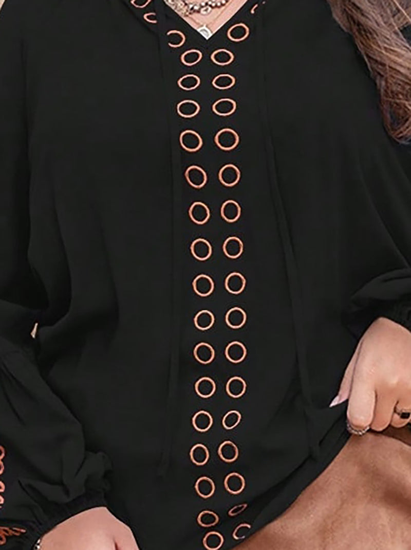 Plus Size Embroidered Plus Size Tops 1235192