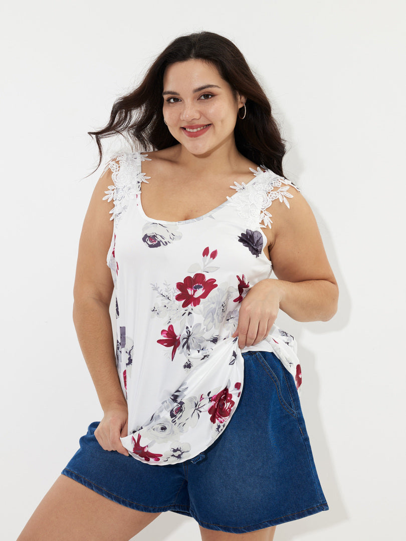 Plus Size Lace-trimmed Tank Top 1245422