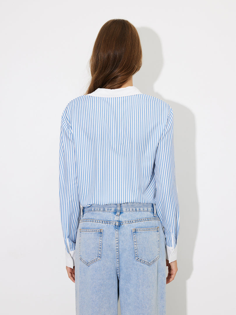 Contrast Placket Blouse 117813