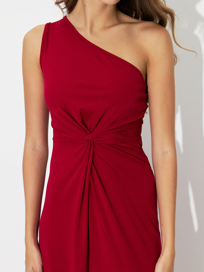 Knot Detail Asymmetric Hem Dress 118093