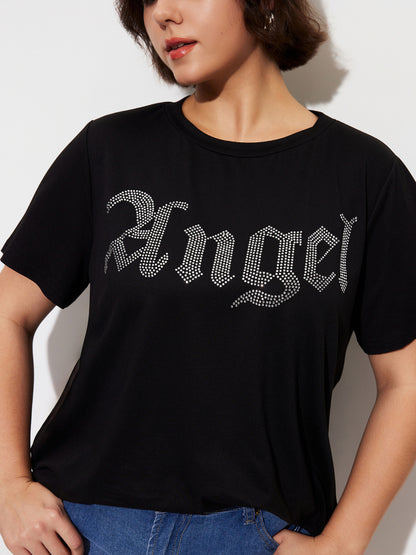 Plus Size Rhinestone Pullover T-Shirt 1288652