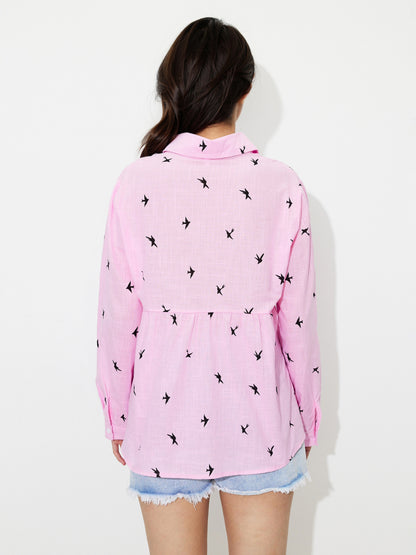 Printed Placket Blouse 1236212