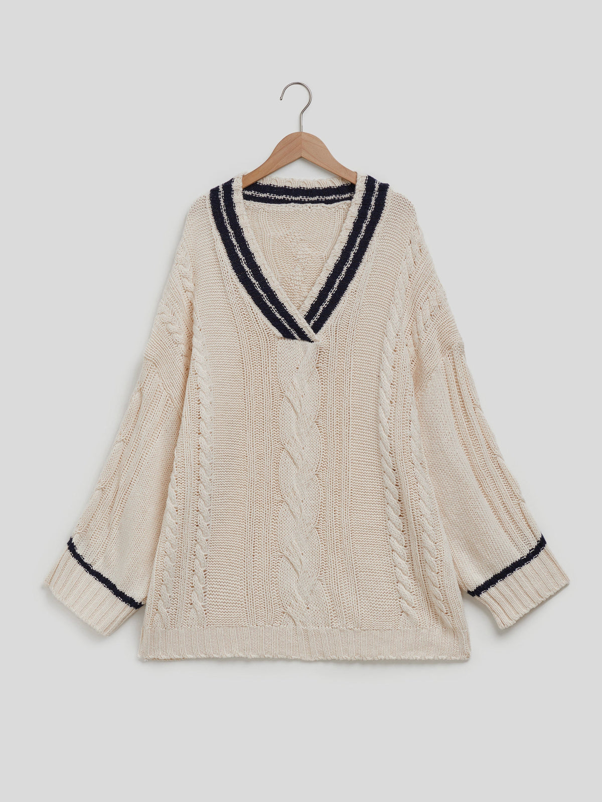 Contrast Stitch Knit Pullover 116238