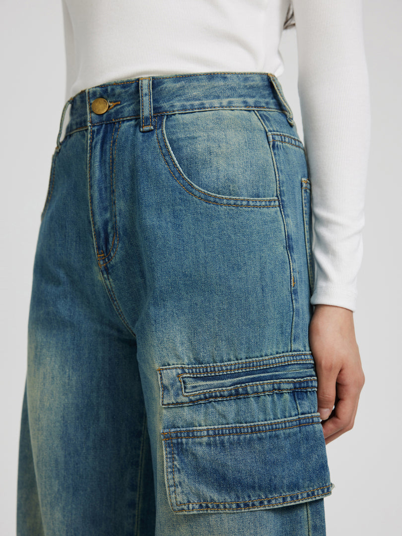 Wide Leg Cargo Jeans 116392