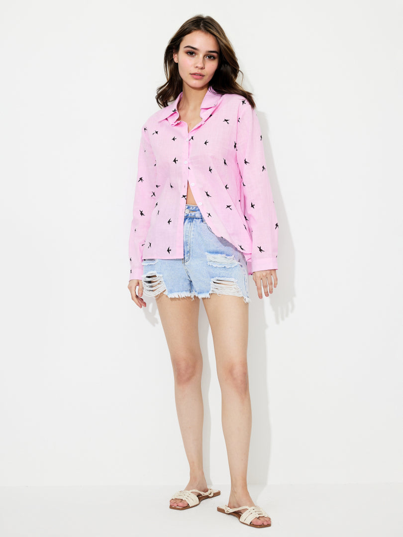 Printed Placket Blouse 1236212