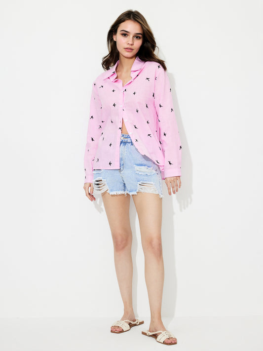 Printed Placket Blouse 1236212