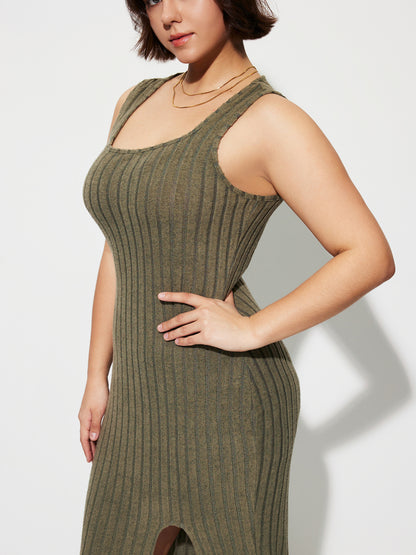 Plus Size Slit Bodycon Dress 1276162