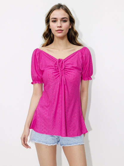 Schiffli Embroidered A-Line Top 121376