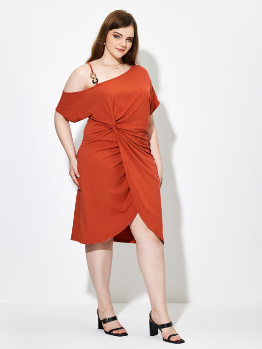 Plus Size Asymmetric Bodycon Dress 1261542