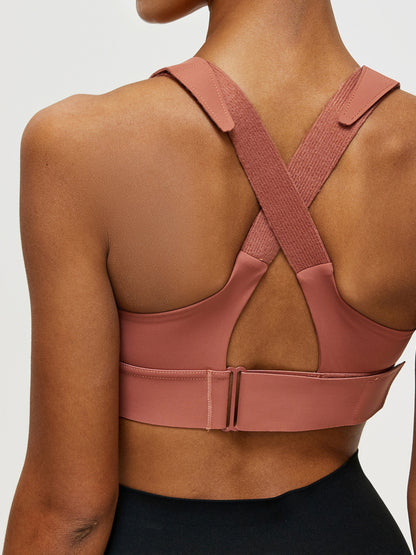 Zippered Criss Cross Back Sports Bra 106507