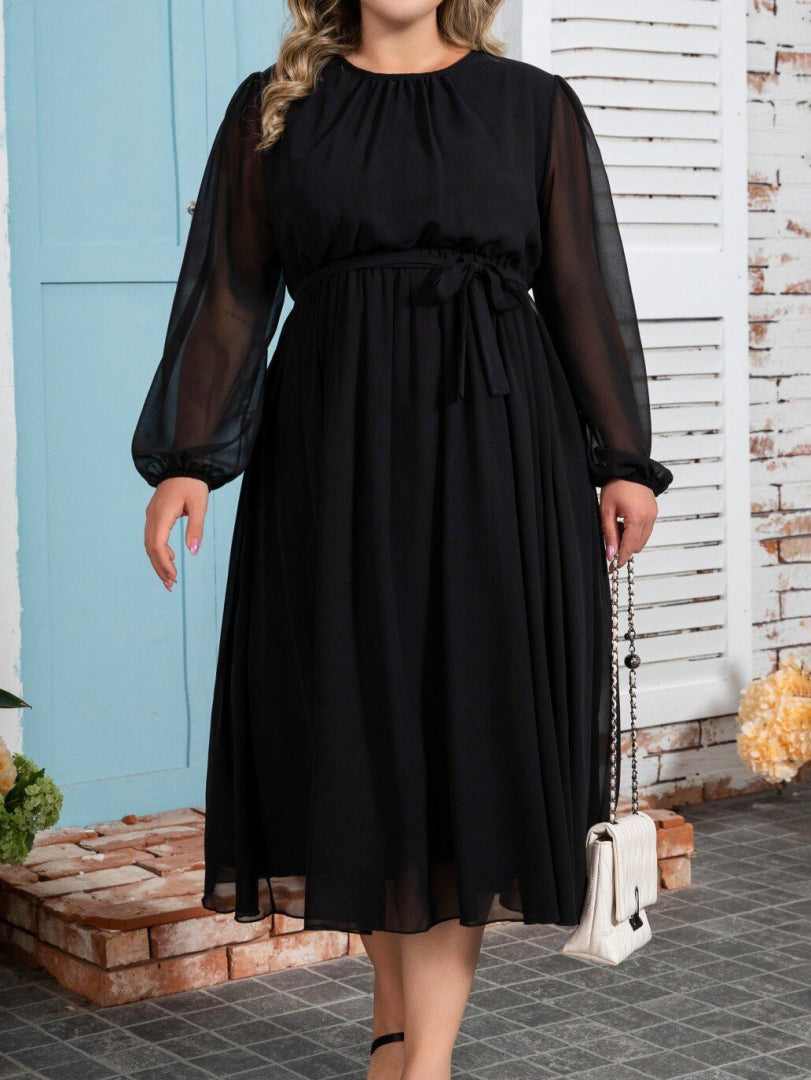 Plus Size Belted A-Line Dress 1251662