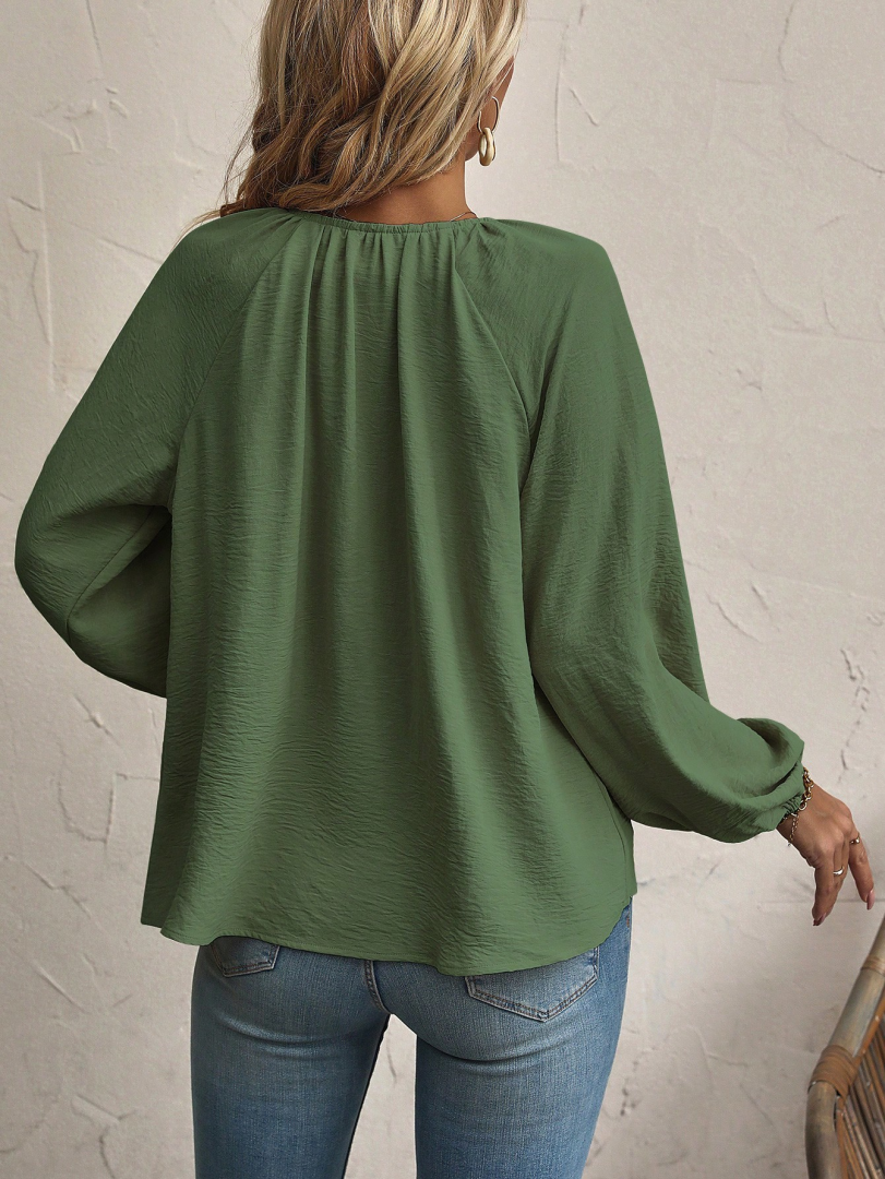 Tied Pullover Blouse 1293702
