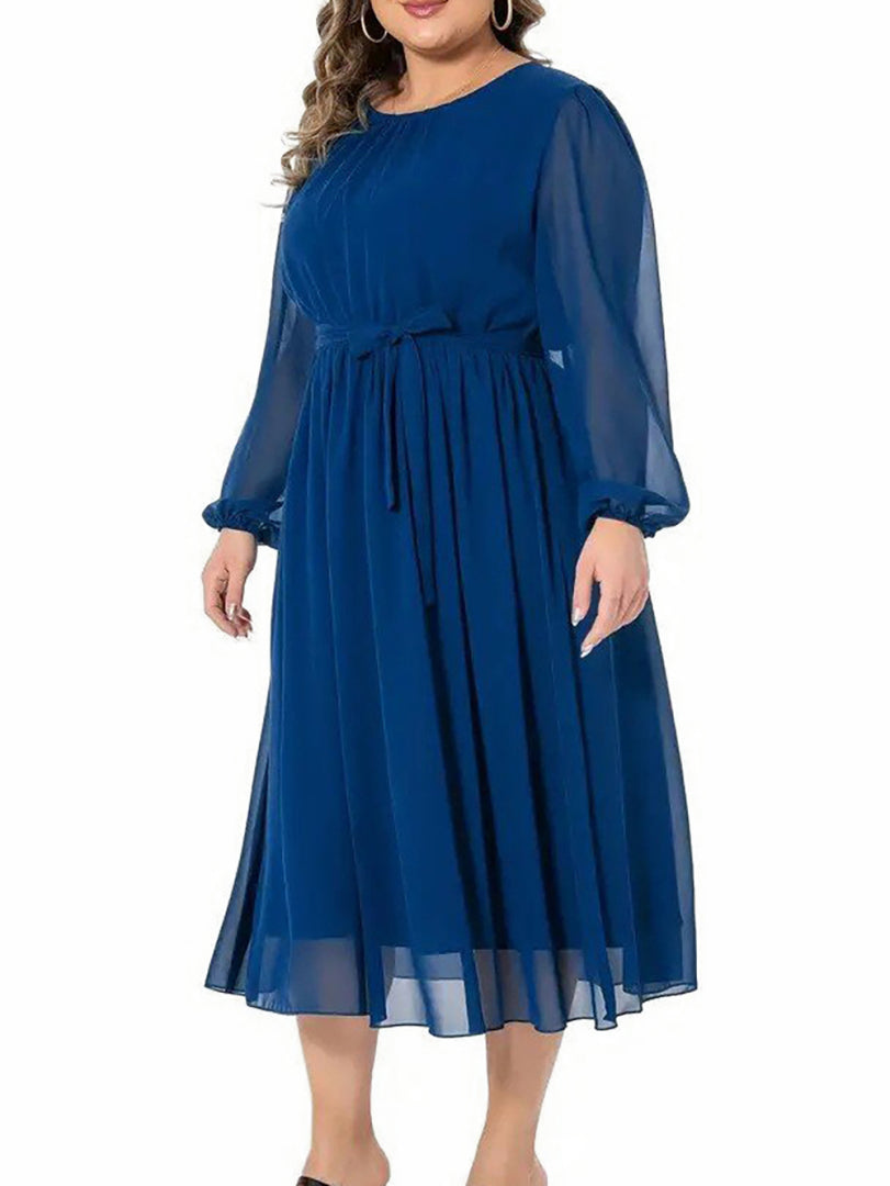 Plus Size Belted A-Line Dress 1251662