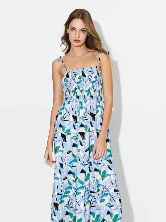 Printed Tiered A-Line Maxi Dress 120662