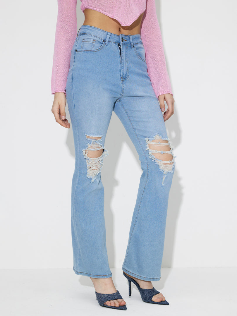 Ripped Flare Leg Jeans 119140