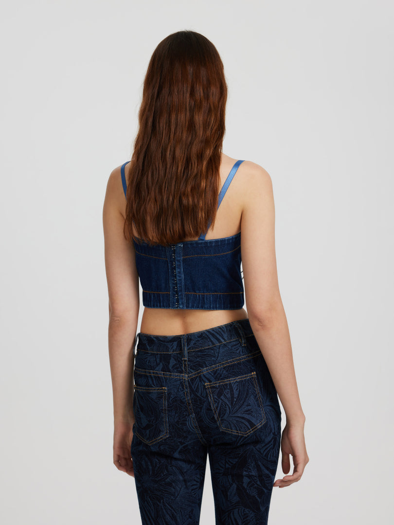Embellished Denim Crop Top 116438