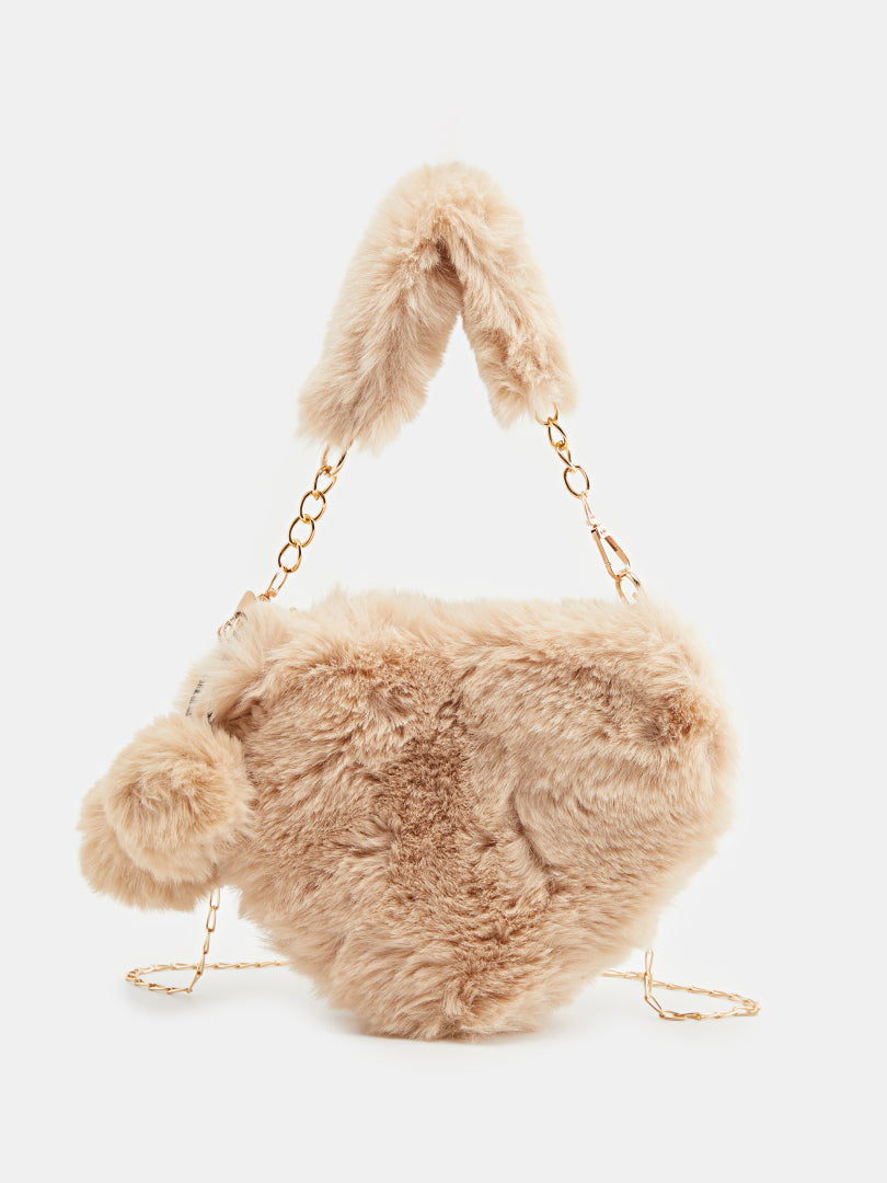 Heart Shape Fax Fur Handheld Bags 120476