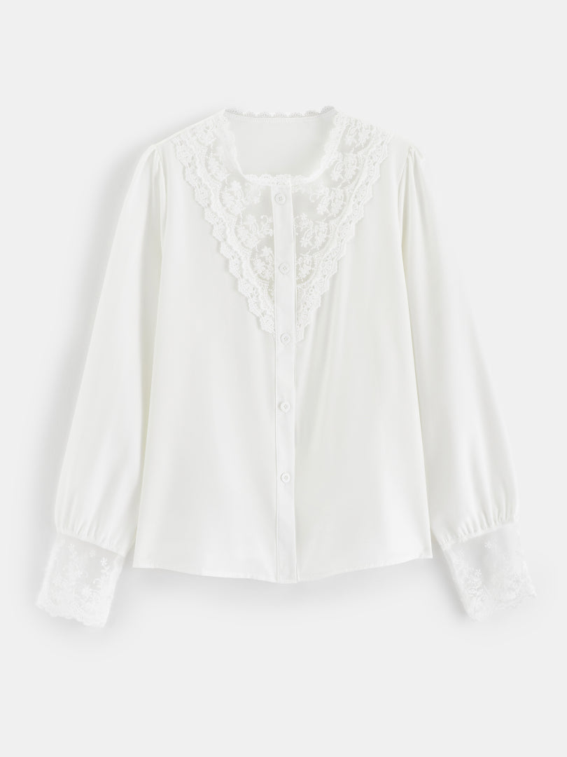 Sheer Placket Blouse 1236222