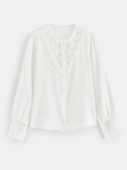 Sheer Placket Blouse 1236222