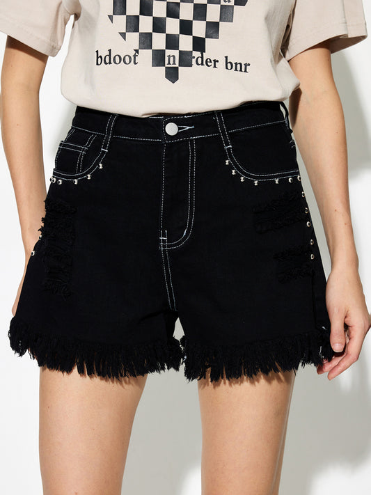 Raw Hem Denim Wide leg Shorts 1269742