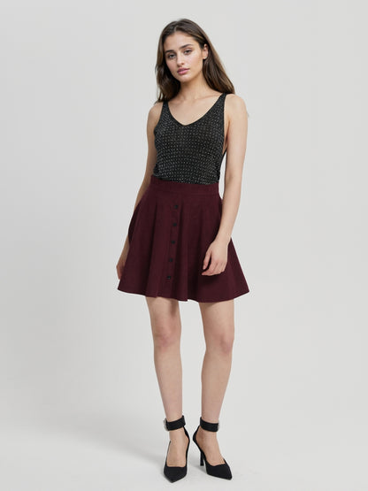 Buttoned A-Line Skirt 113098