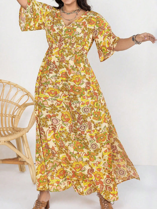 Plus Size Printed A-Line Dress 1235362