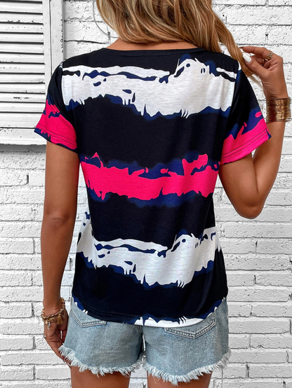 Color Block Placket T-Shirt 1300762