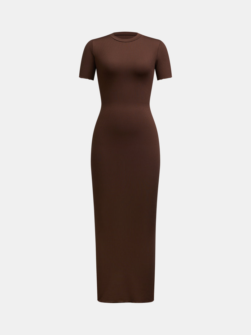 Ribbed Belted Bodycon Dress 120311