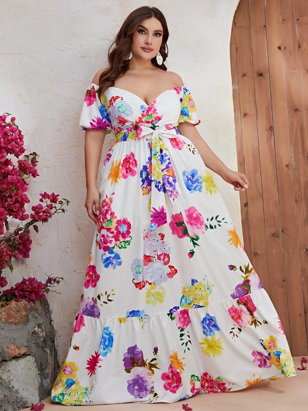 Plus Size Color Block Arabian Dresses 1287392