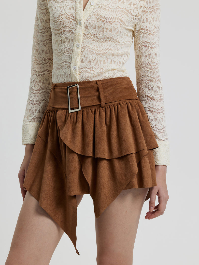 Belted A-Line Skirt 114327