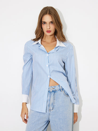 Contrast Placket Blouse 117813