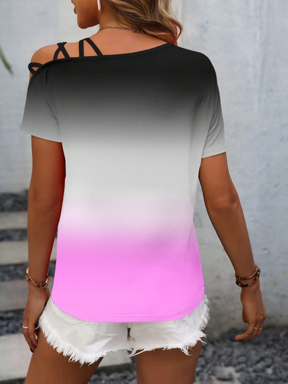 Color Block Placket T-Shirt 1293832