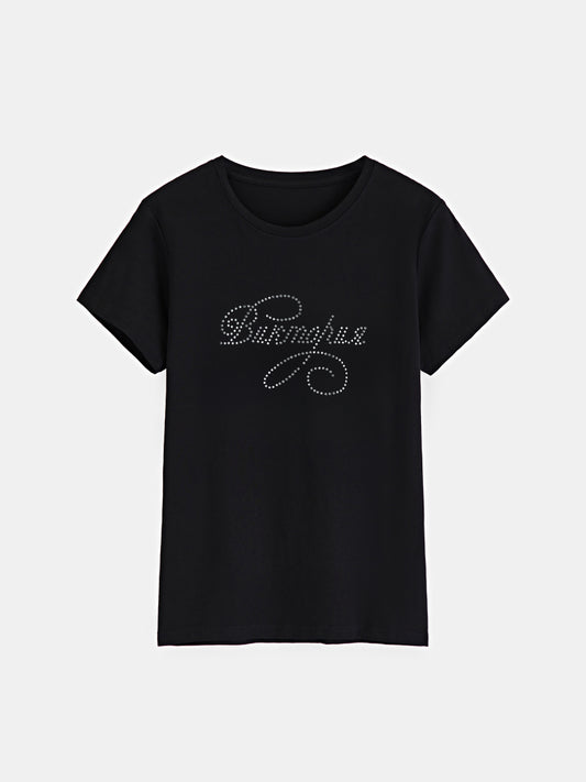 Rhinestone Pullover T-Shirt 1275322